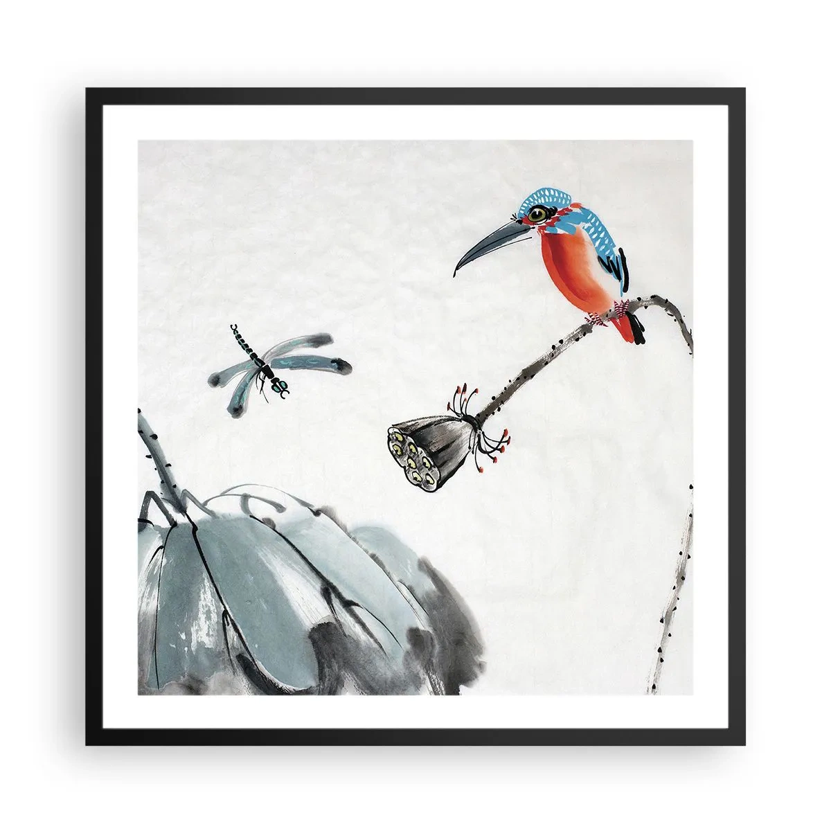 Plagát v čiernom ráme - Život lúky - 60x60 cm
