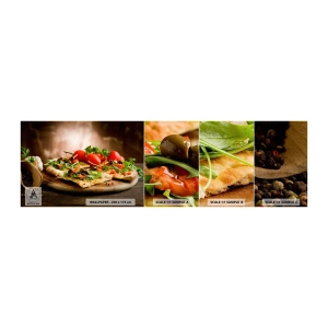 Vzorka samolepiacej fototapety Deluxe Sticker - Priamo z pece a zo záhrady - Gastronómia, Pizza, Taliansko - 100x30 cm