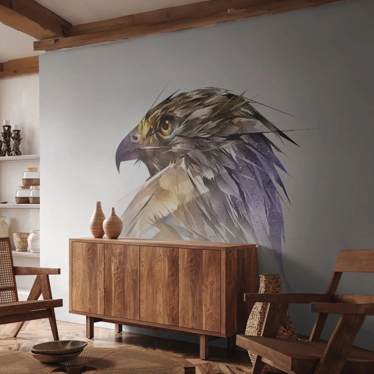 Fototapeta Premium Sand - Portrét bojovníka - Abstrakcia, Orol, Vták - 300x210 cm