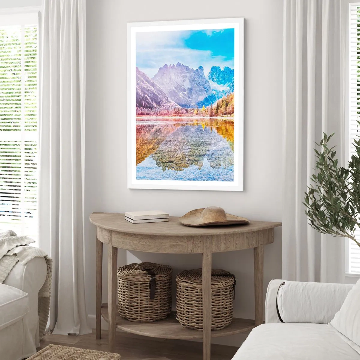 Plagát v bielom ráme - A v horách už je jeseň - 70x100 cm