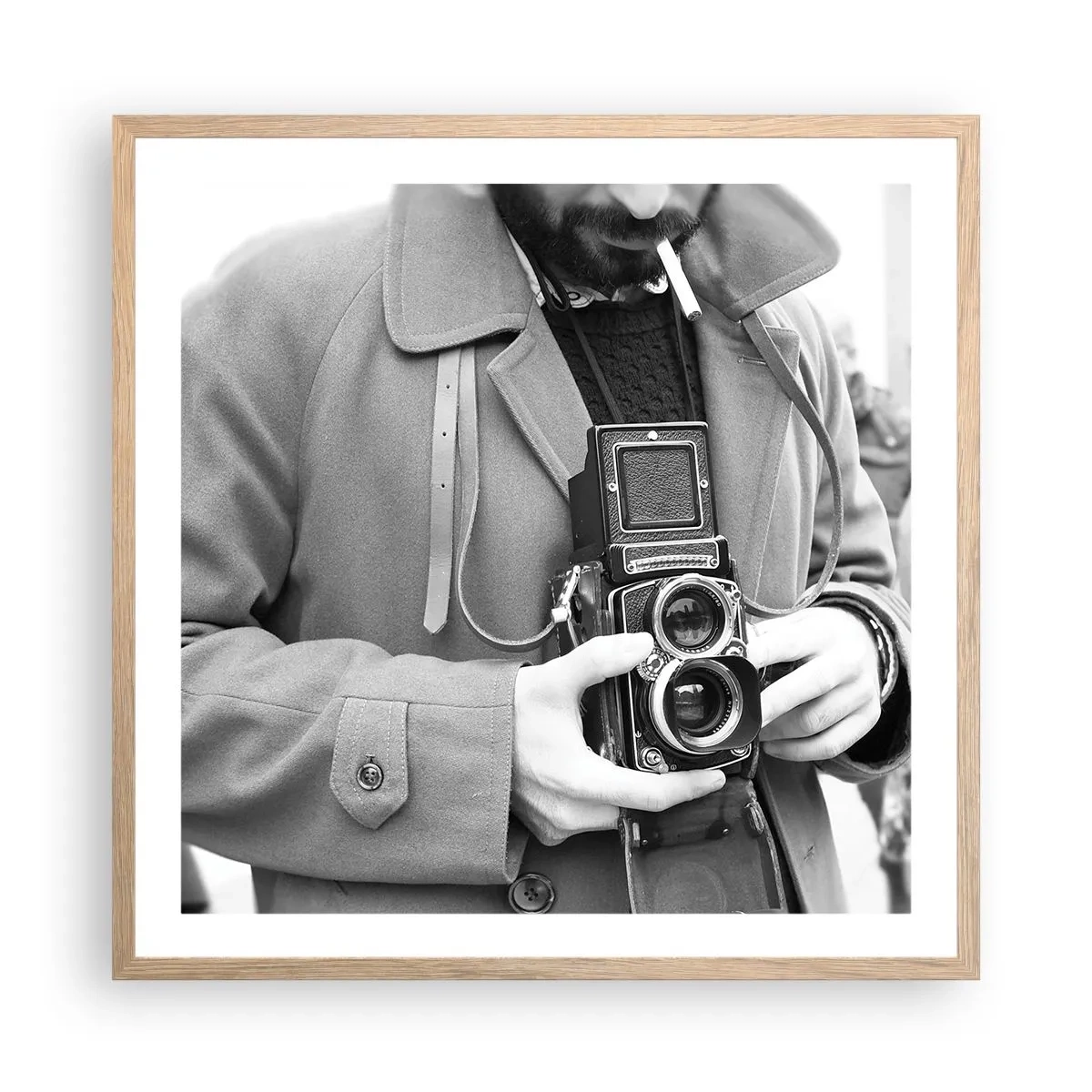 Plagát v ráme zo svetlého duba - V retro štýle - 60x60 cm