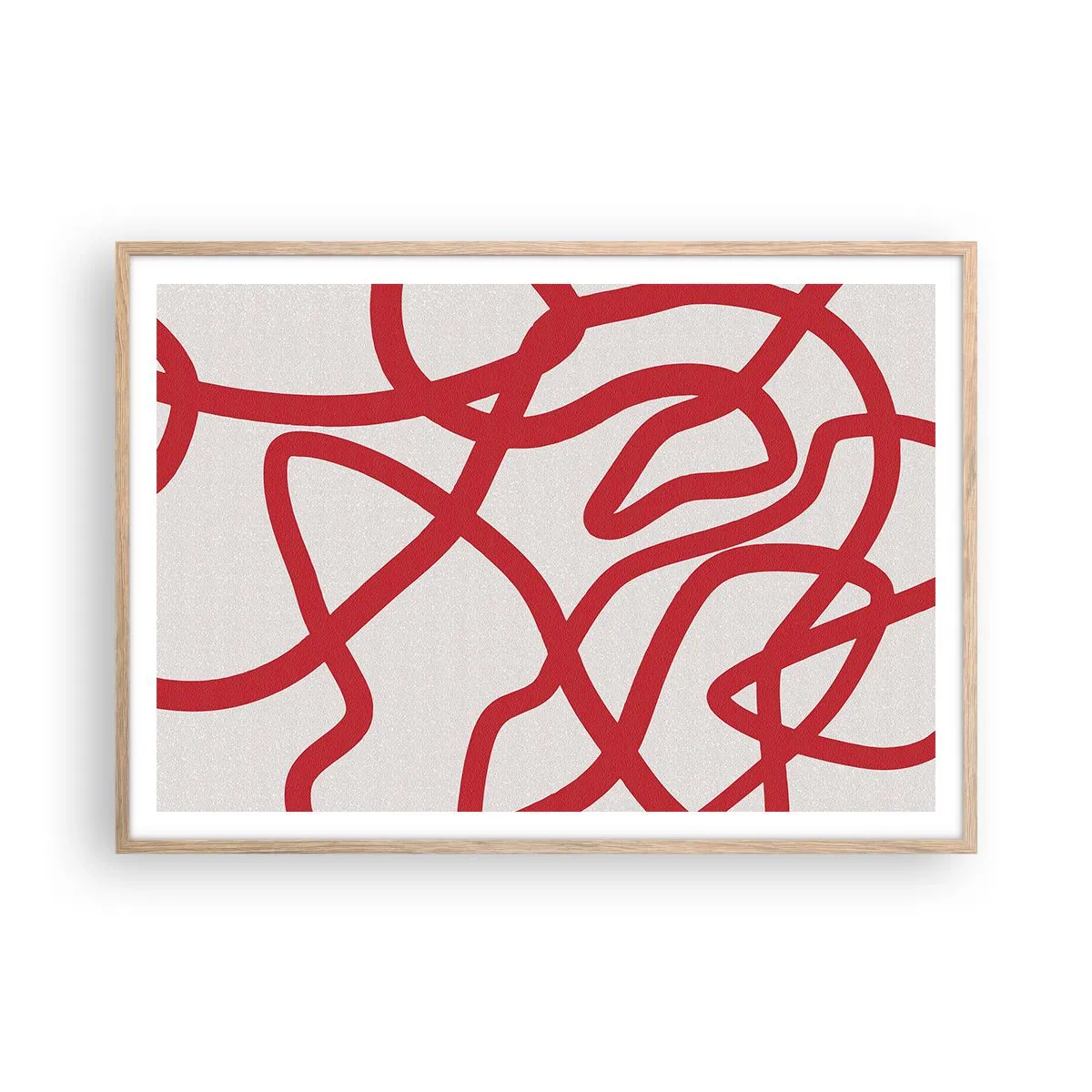 Plagát v ráme zo svetlého duba - Červené na bielom - 100x70 cm