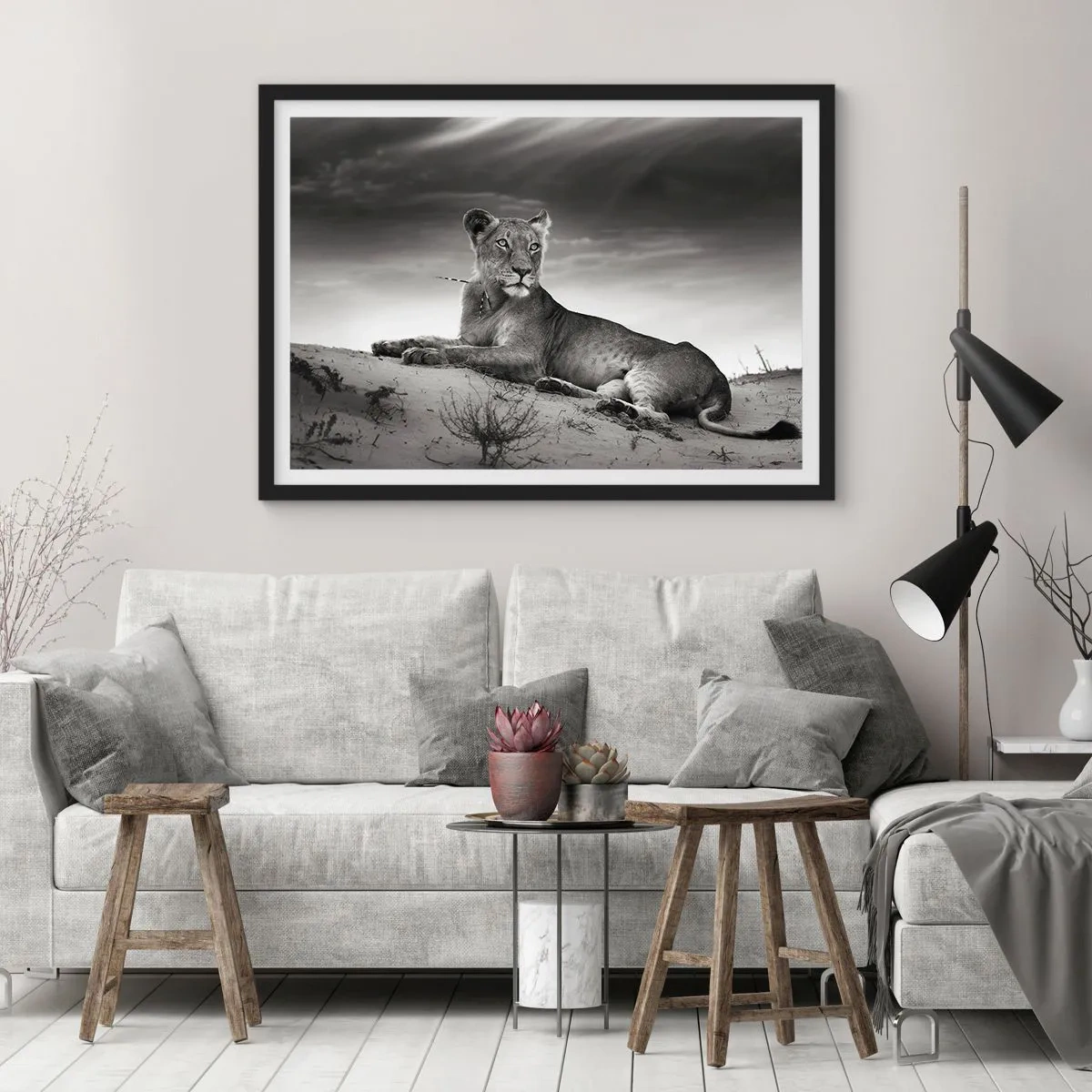 Plagát v čiernom ráme - Odpočinok kráľovnej púšte - 40x30 cm