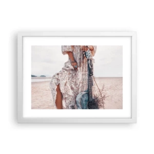 Plagát v bielom ráme - Kvetinové deti na ceste - 40x30 cm