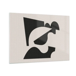 Obraz na skle - Abstraktná čiernobiela geometrická kompozícia - 70x50cm - Na samostatné ukladanie - Moderná nástenná dekorácia do obývacej izby a spálne ARTTOR
