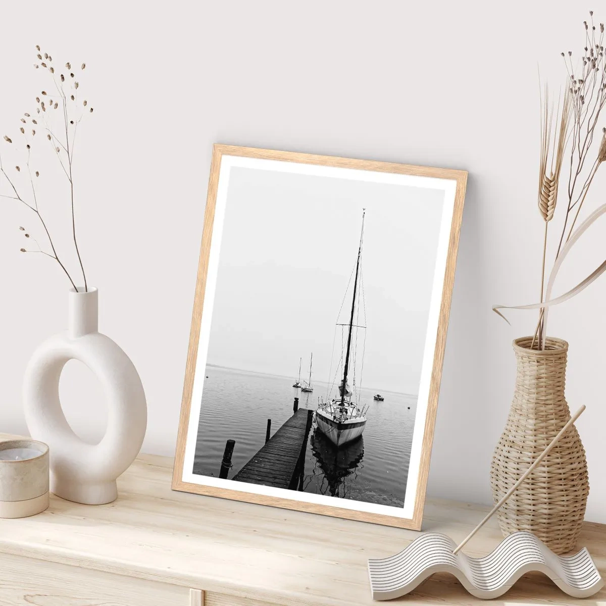 Plagát v ráme zo svetlého duba - Pripravený na cestu - 70x100 cm