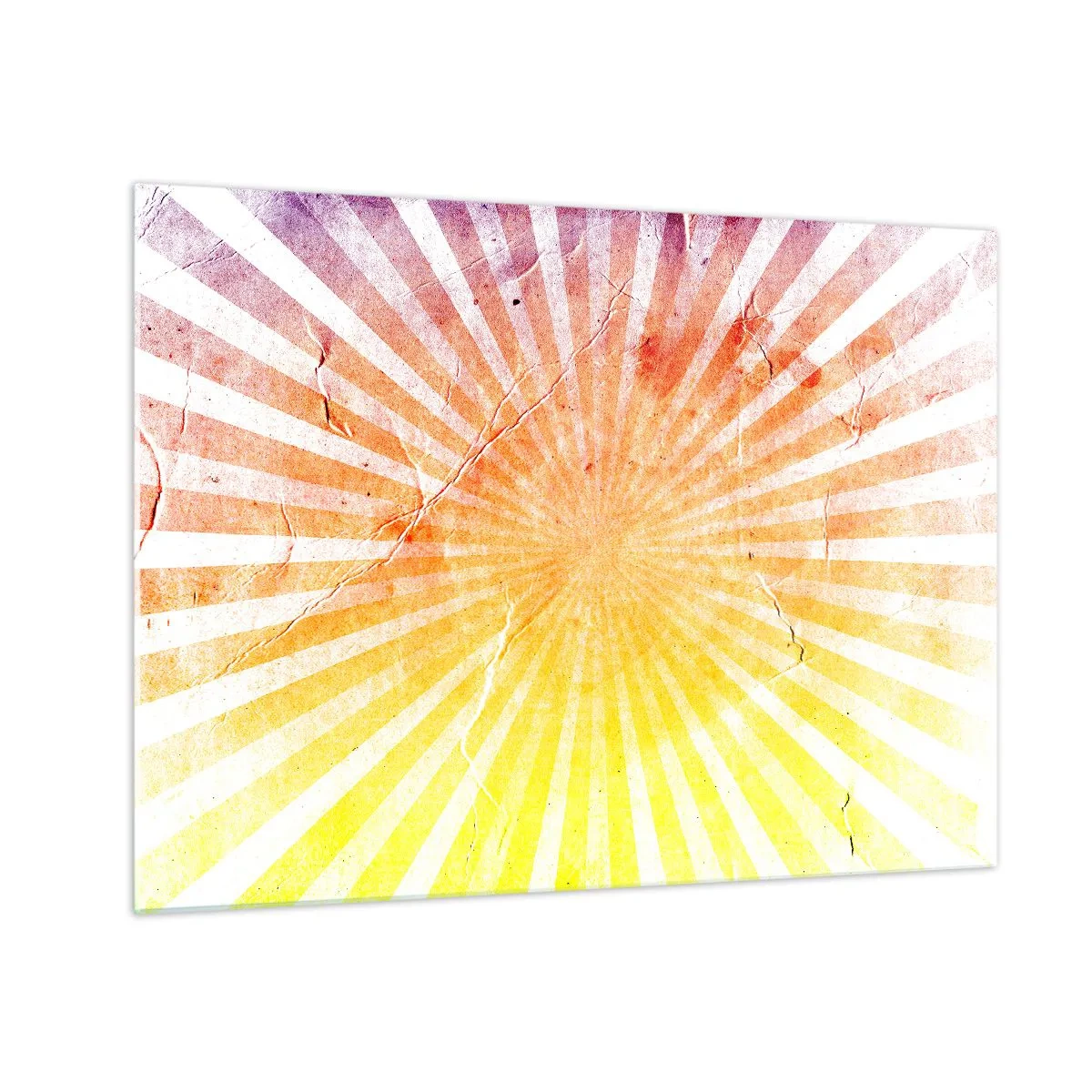 Obraz na skle - Lúče vychádzajúceho alebo zapadajúceho slnka v retro štýle - 70x50cm - Východy a západy - Moderná nástenná dekorácia do obývacej izby a spálne ARTTOR