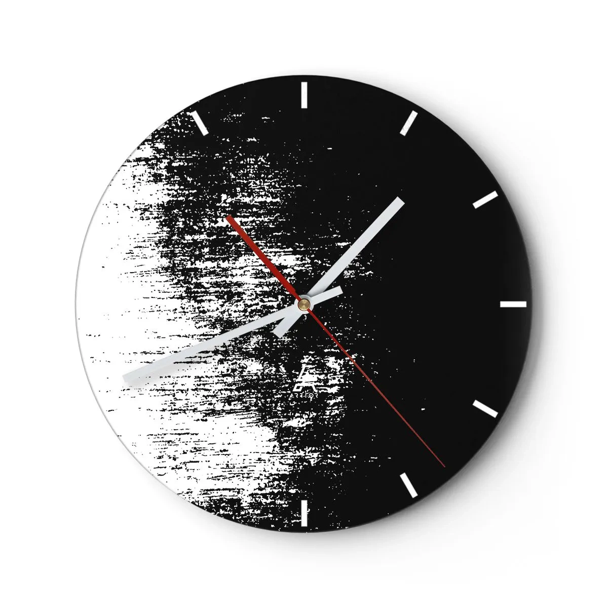 Nástenné hodiny - Čiernobiely abstrakt s efektom ťahu štetcom - 30x30cm - Víťazom sa stáva... - Moderná nástenná dekorácia do obývacej izby, kuchyne a spálne ARTTOR