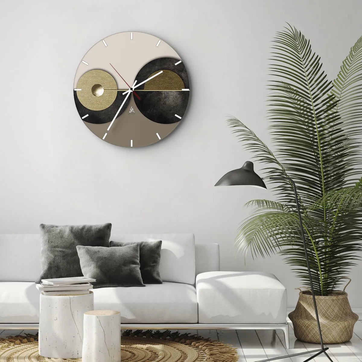 Nástenné hodiny - Moderná kompozícia s geometrickými kruhmi - 30x30cm - Variácie okolo kruhu - Moderná nástenná dekorácia do obývacej izby, kuchyne a spálne ARTTOR