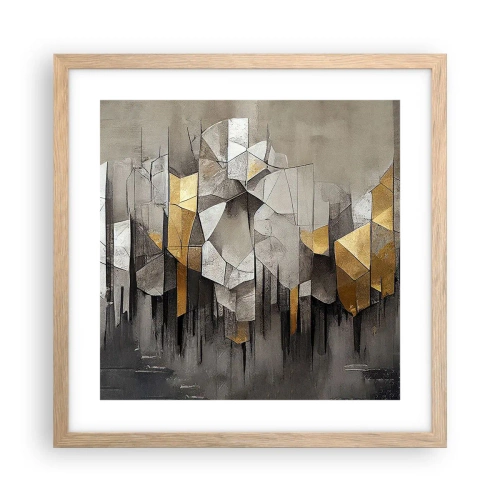 Plagát v ráme zo svetlého duba - Kompozícia z ľadu a svetla - 40x40 cm