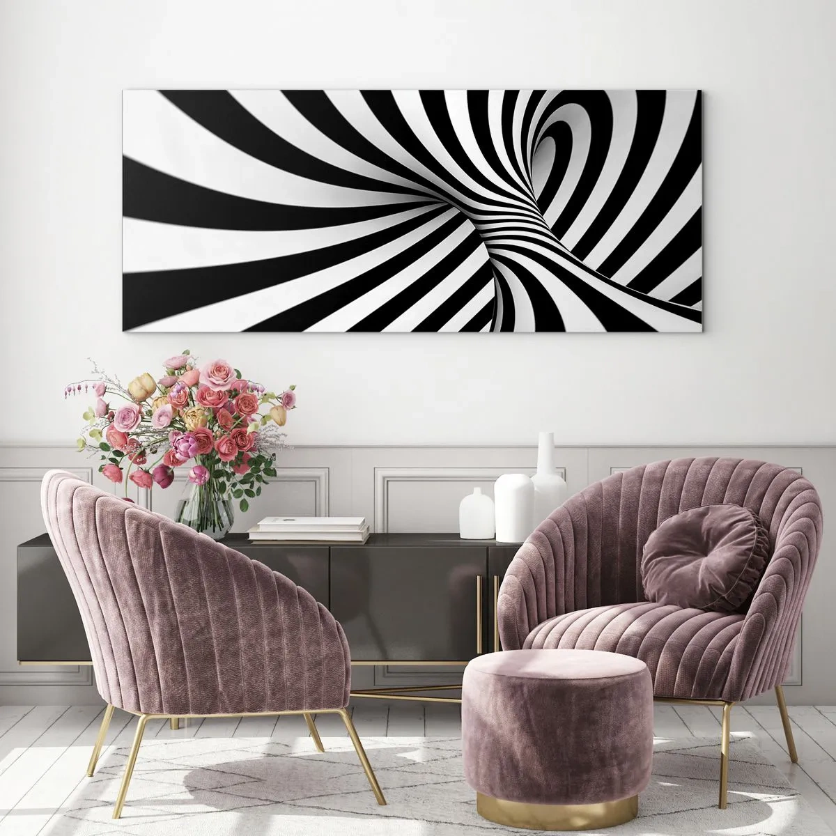 Obraz na skle - Kompozícia: tancujúci priestor - 140x50 cm