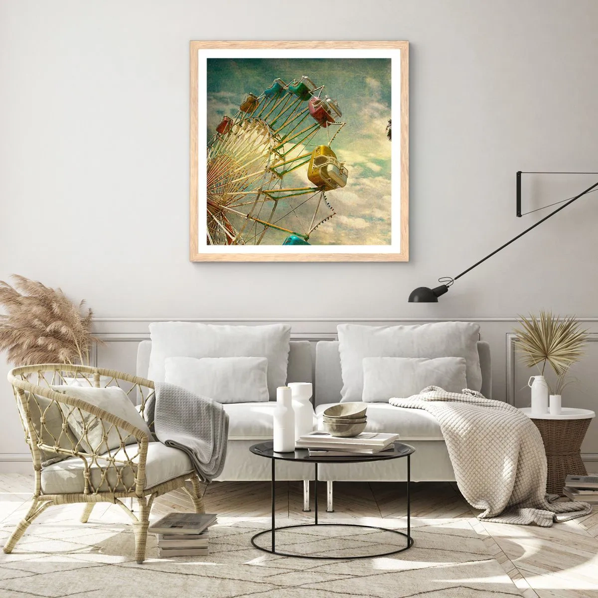 Plagát v ráme zo svetlého duba - Bude, bude zábava… - 50x50 cm