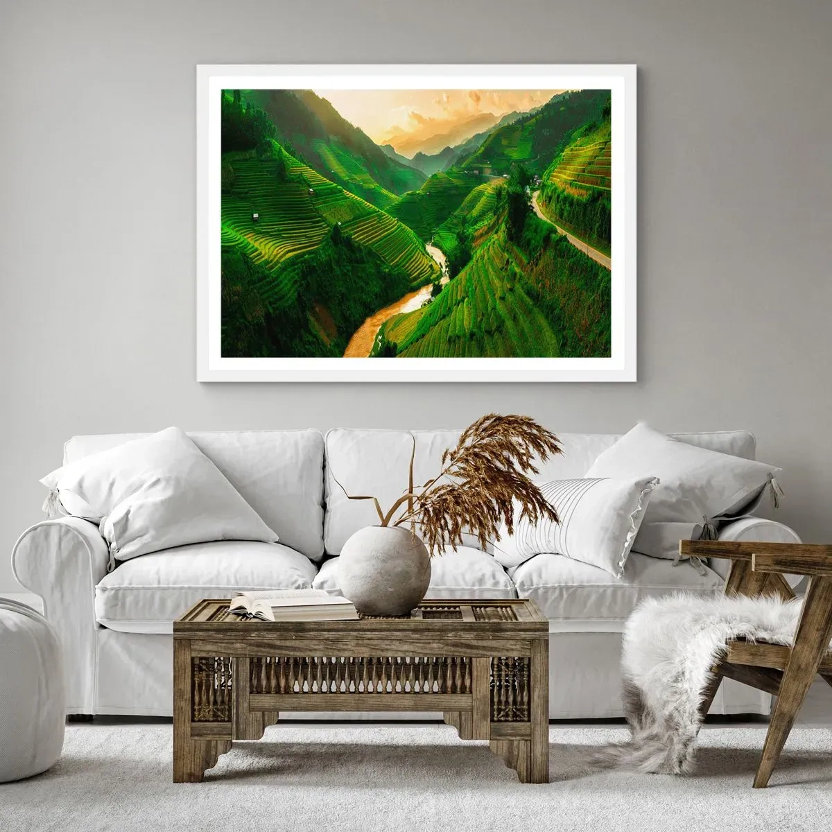 Plagát v bielom ráme - Vietnamské údolie - 100x70 cm