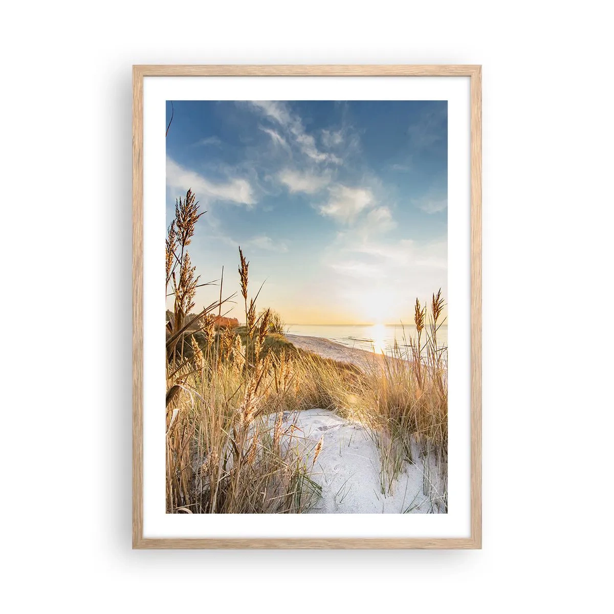Plagát v ráme zo svetlého duba - Severná pláž - 50x70 cm