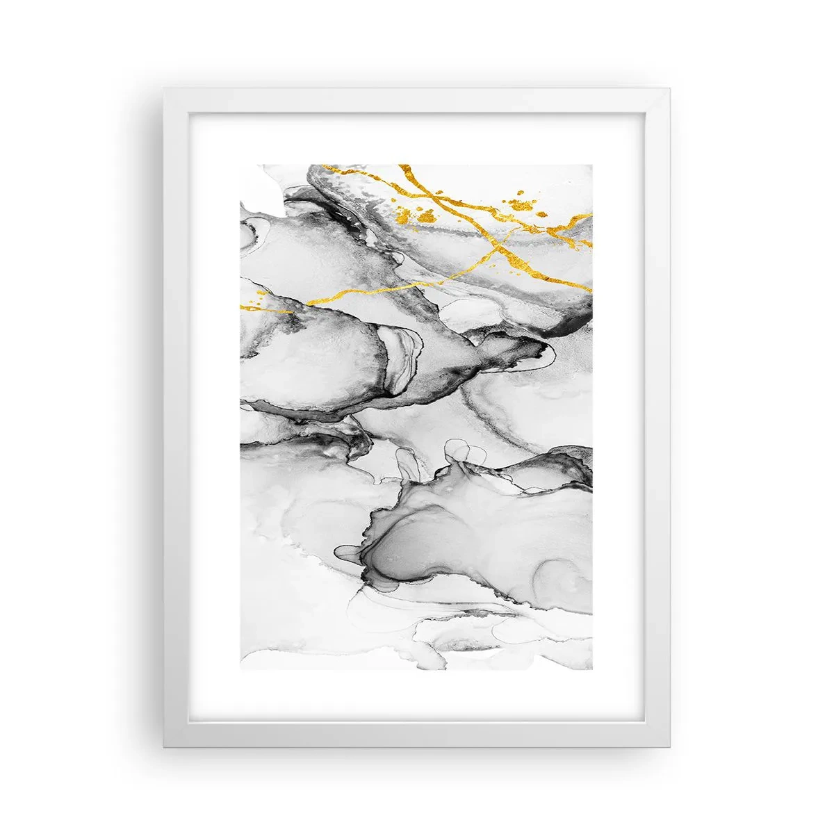 Plagát v bielom ráme - Kompozícia so zlatým motívom - 30x40 cm