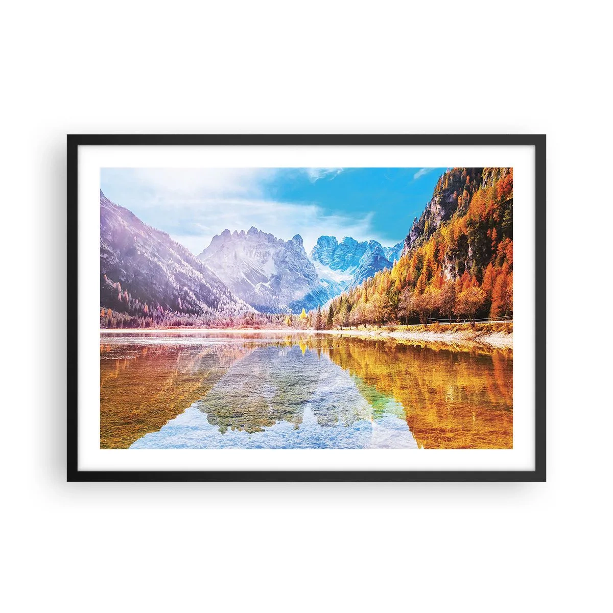Plagát v čiernom ráme - A v horách už je jeseň - 70x50 cm