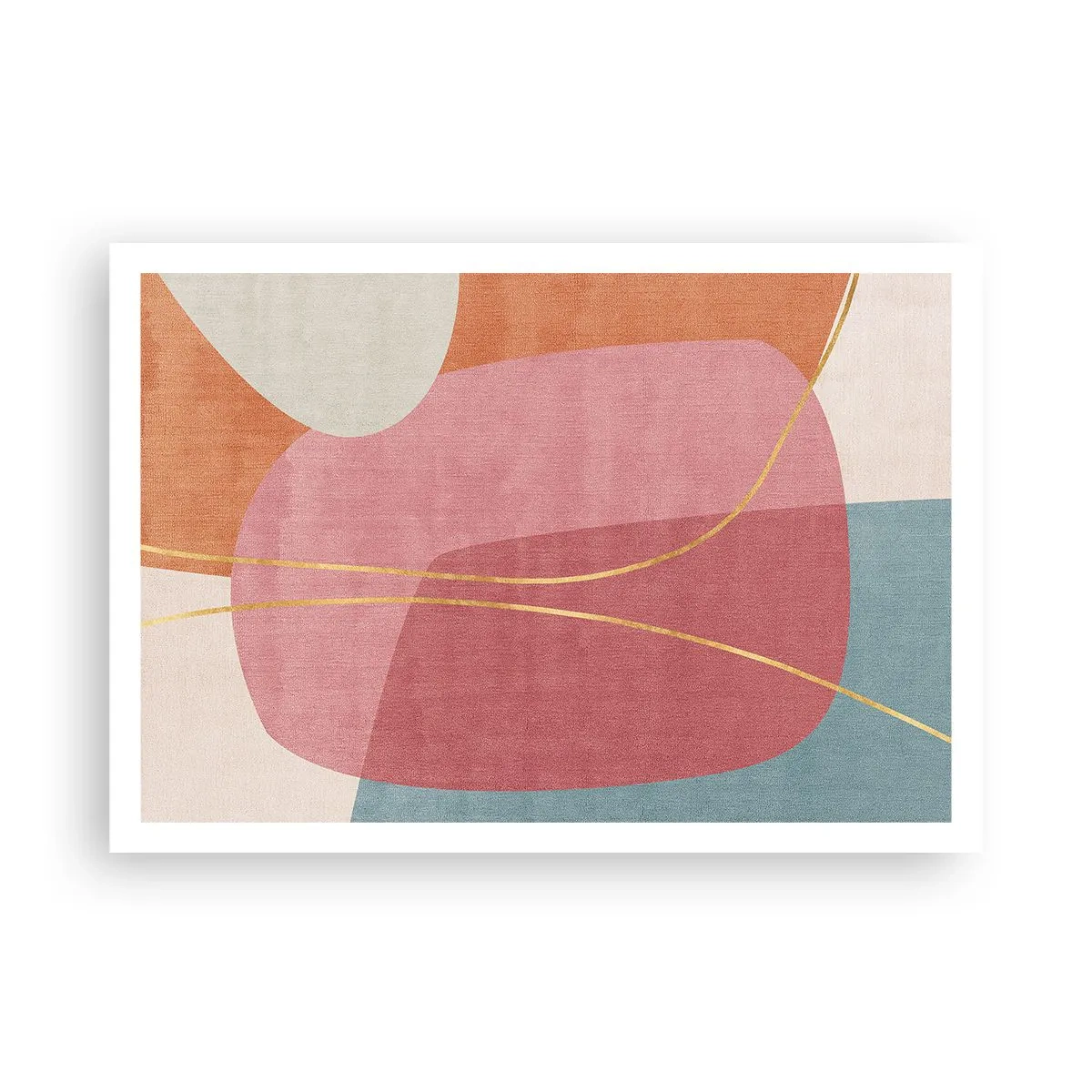 Plagát - Pastelová kompozícia so zlatou niťou - 100x70 cm