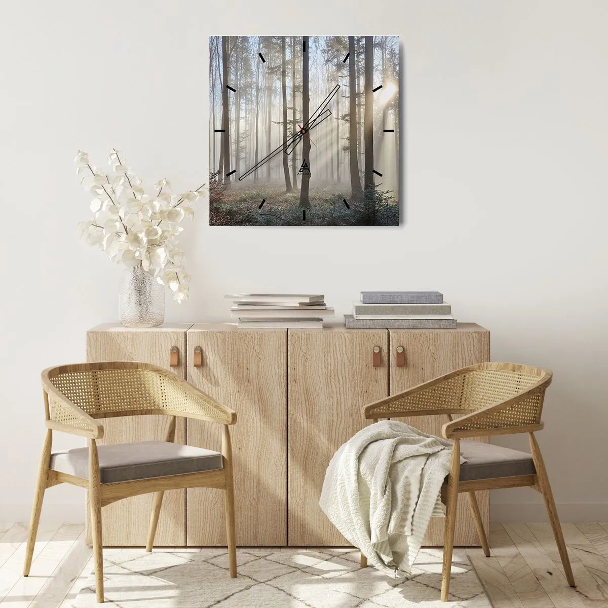 Nástenné hodiny - Hmla sa tiež zobudila - 40x40 cm