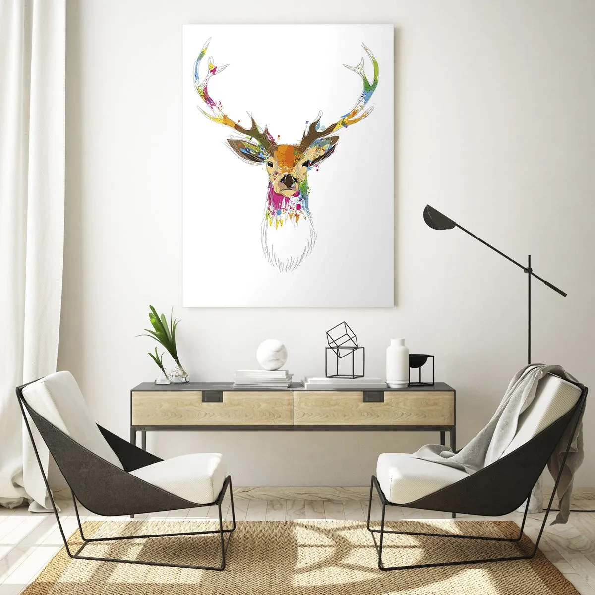 Obraz na skle - Jemné jelenča vykúpané vo farbe - 50x70 cm