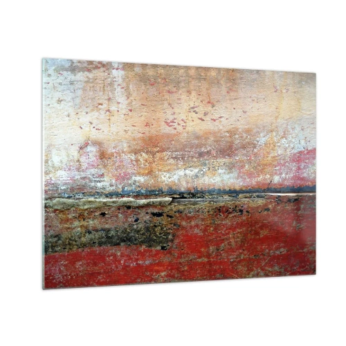 Obraz na skle - Abstraktná textúra v odtieňoch červenej a okrovej - 70x50cm - Možno je to more - Moderná nástenná dekorácia do obývacej izby a spálne ARTTOR