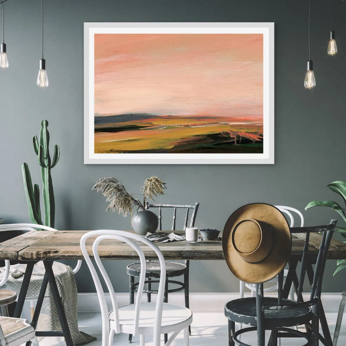 Plagát v bielom ráme - V ružových tónoch - 70x50 cm