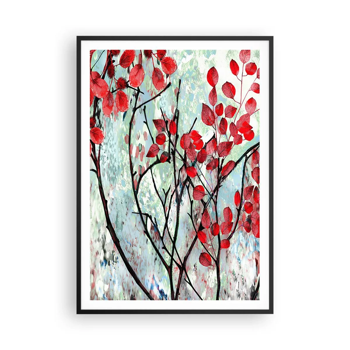 Plagát v čiernom ráme - Strom v šarlátovej - 70x100 cm