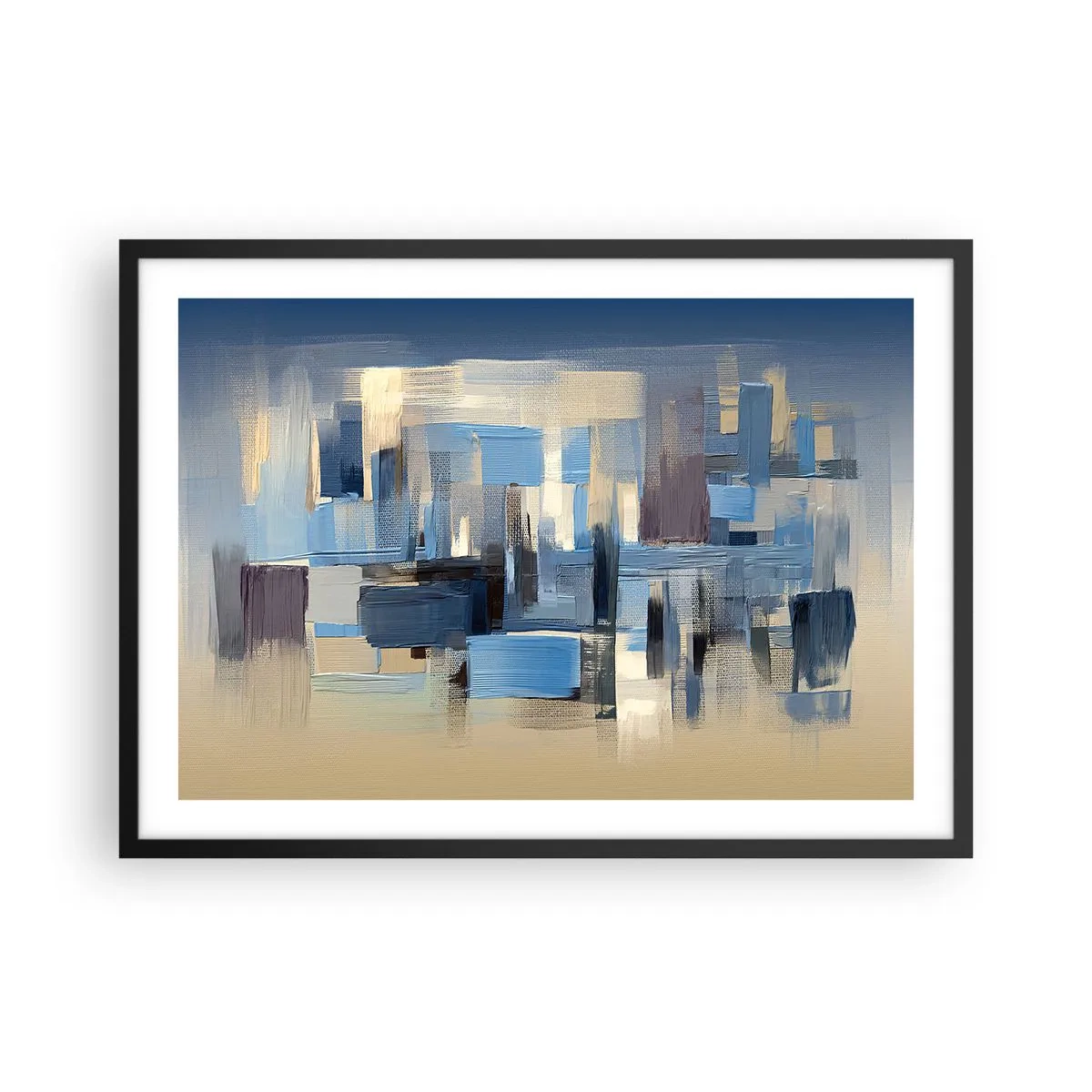 Plagát v čiernom ráme - Modrá konštrukcia - 70x50 cm