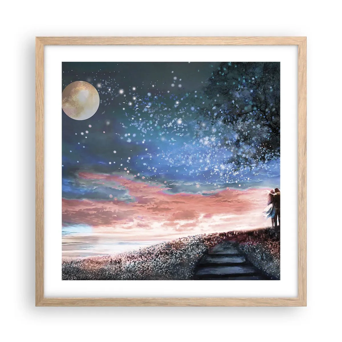 Plagát v ráme zo svetlého duba - Hviezdicovité predstavenie - 50x50 cm