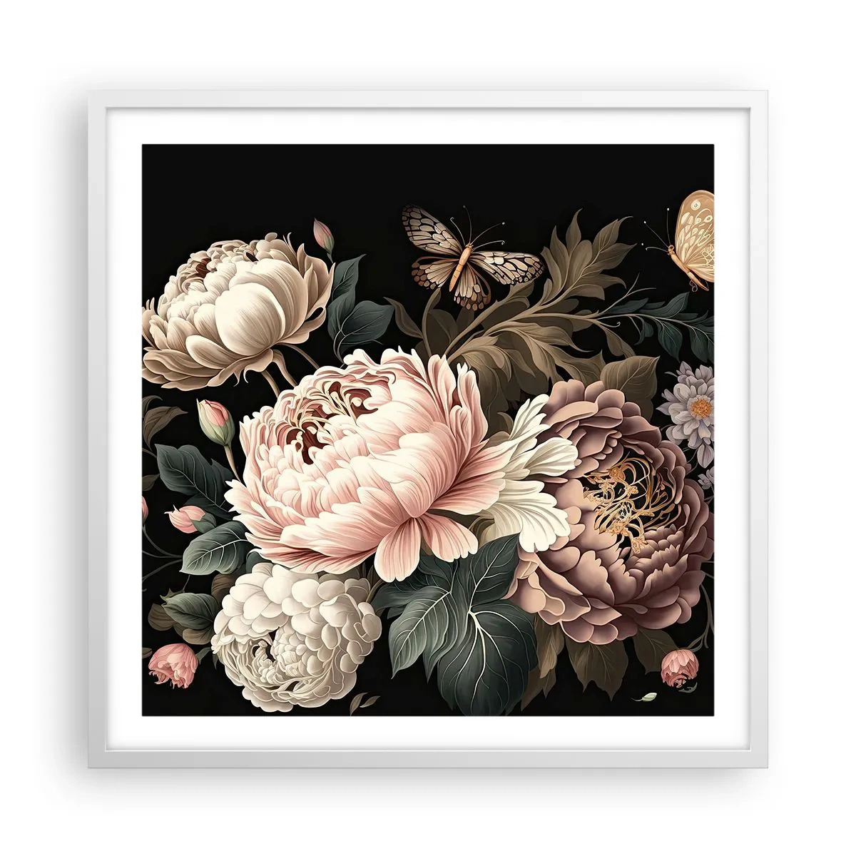 Plagát v bielom ráme - V barokovom štýle - 60x60 cm