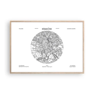 Plagát v ráme zo svetlého duba - Anatómia Krakova - 100x70 cm