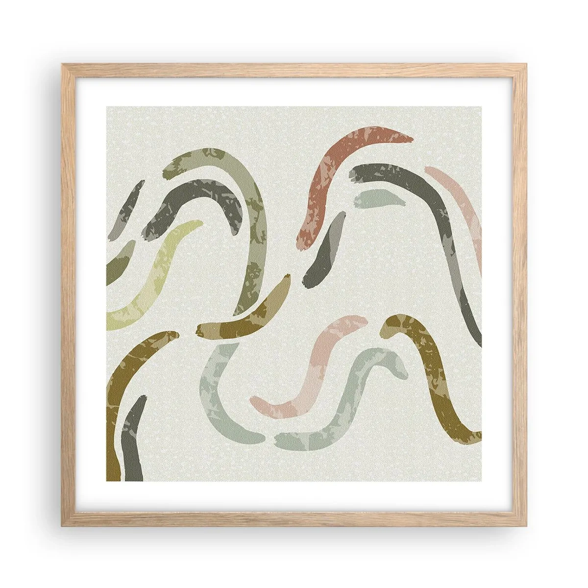 Plagát v ráme zo svetlého duba - Radostný tanec abstrakcie - 50x50 cm