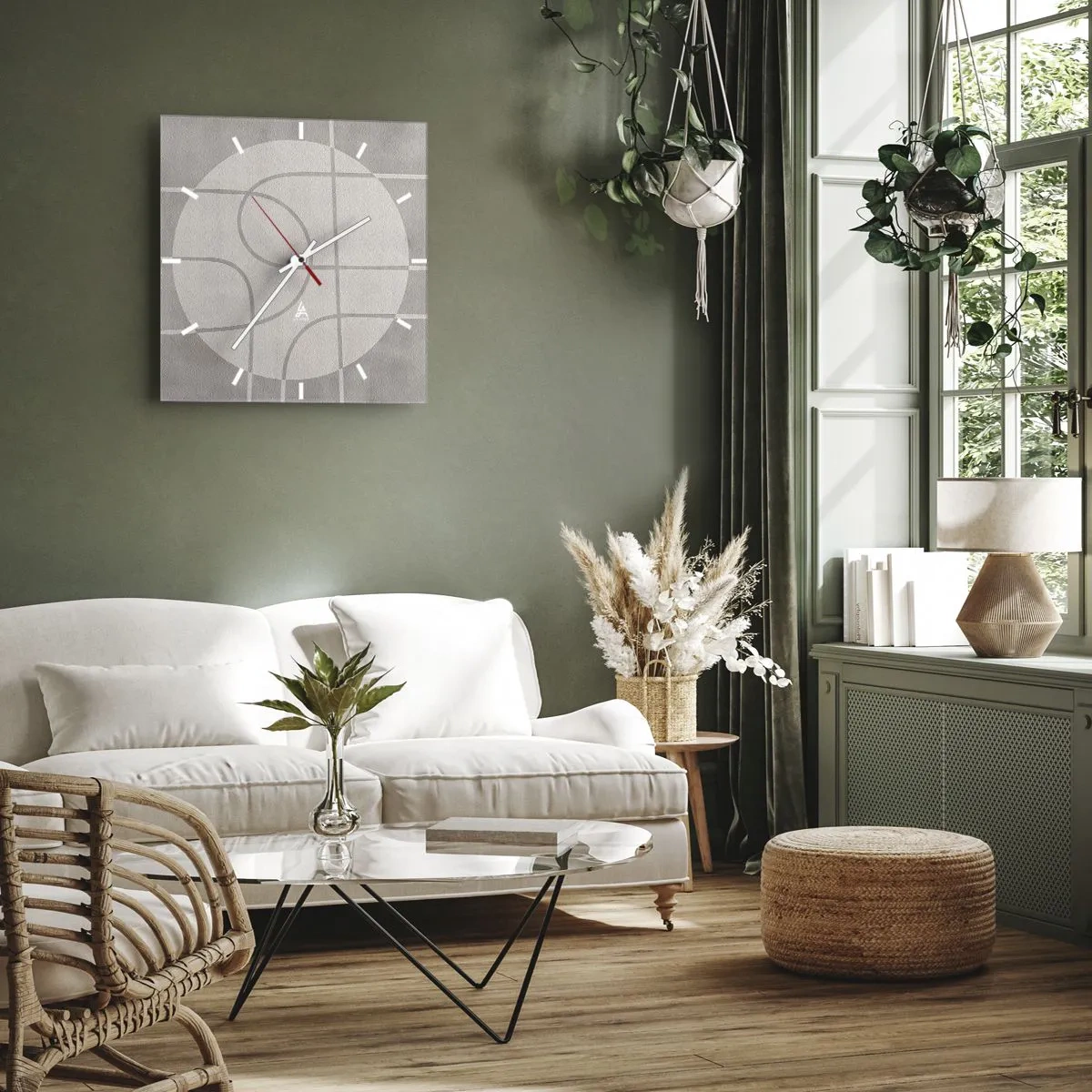 Nástenné hodiny - Kruhovo a priamo - 30x30 cm