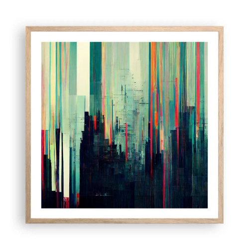 Plagát v ráme zo svetlého duba - Futuristické mesto - 60x60 cm