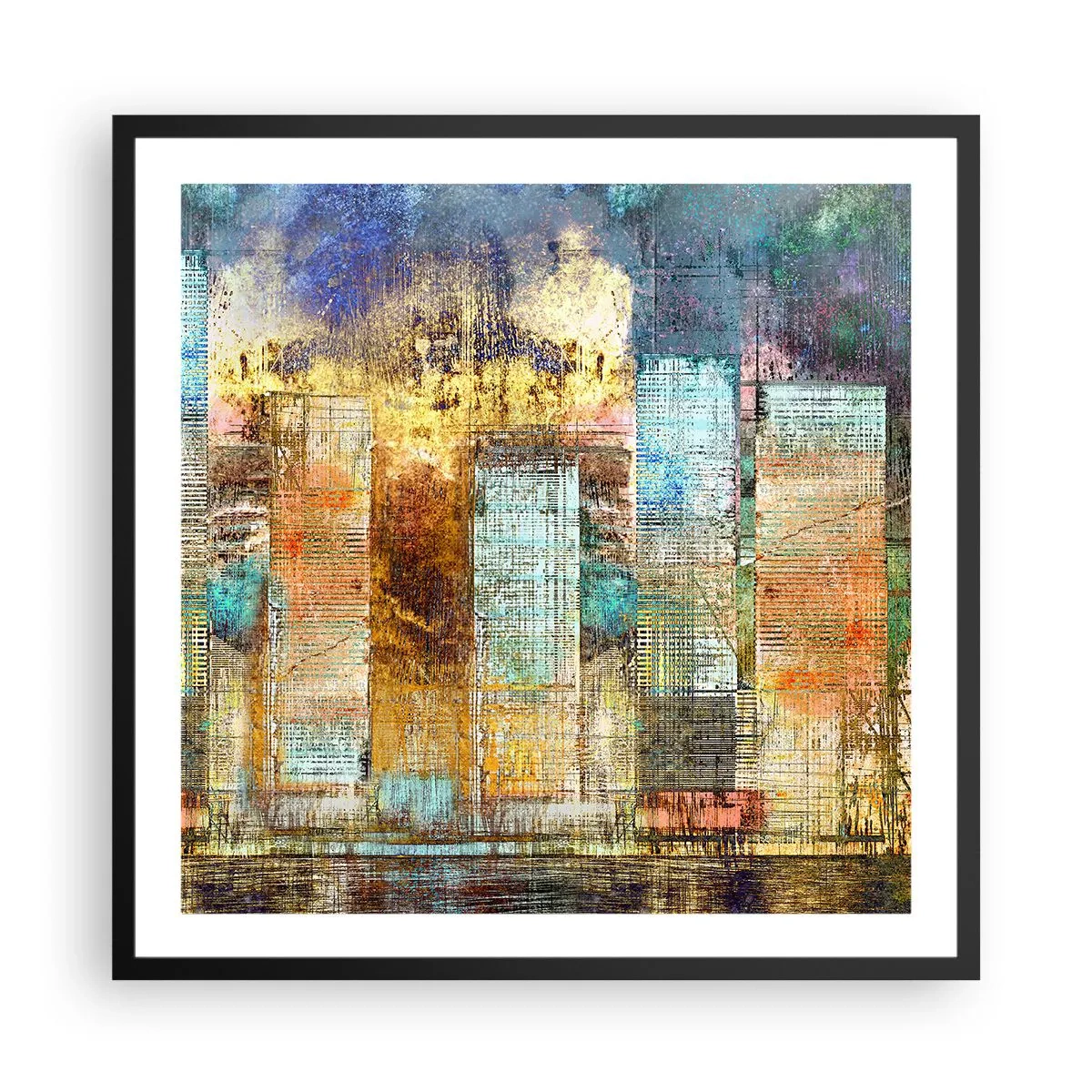 Plagát v čiernom ráme - Slnečná metropola - 60x60 cm