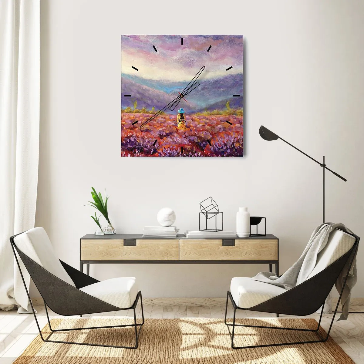Nástenné hodiny - V levanduľovom svete - 30x30 cm