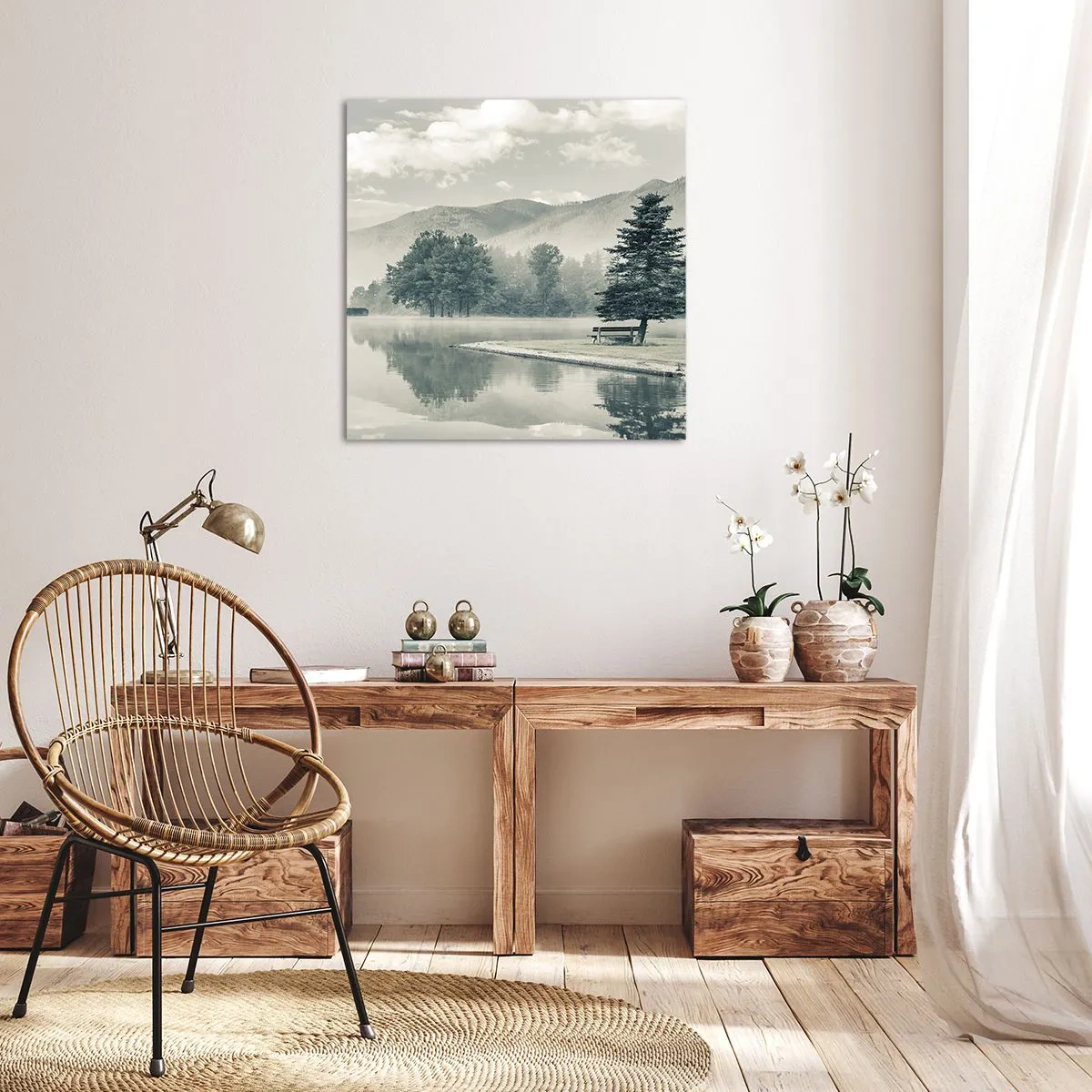 Obraz na plátne - Jazero ešte spí - 40x40 cm