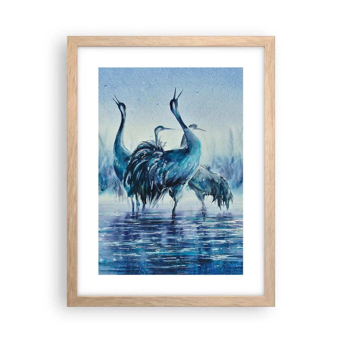 Plagát v ráme zo svetlého duba - Ranné stretnutie - 30x40 cm