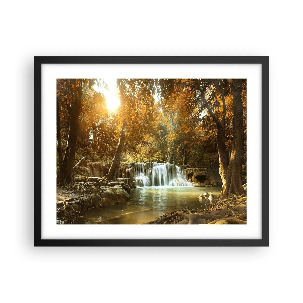 Plagát v čiernom ráme - Parkový vodopád - 50x40 cm