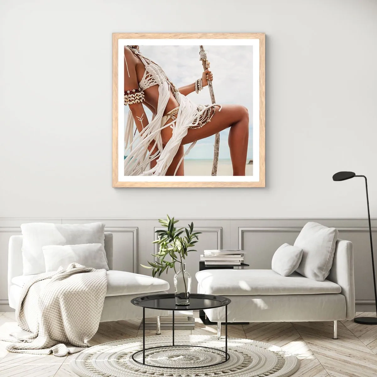 Plagát v ráme zo svetlého duba - Kňažka slnka - 60x60 cm