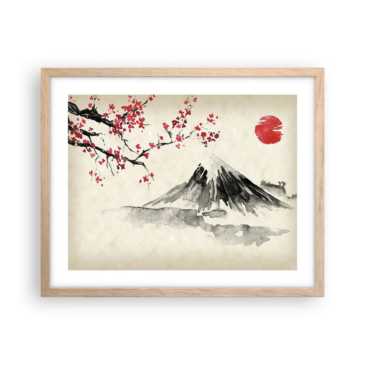 Plagát v ráme zo svetlého duba - Zamilujte sa do Japonska - 50x40 cm