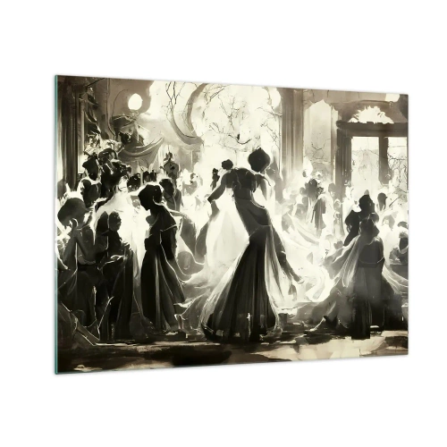 Obraz na skle - Scéna z tanečnej sály v retro štýle s tancujúcimi figúrkami - 70x50cm - Veľká maškaráda - Moderná nástenná dekorácia do obývacej izby a spálne ARTTOR