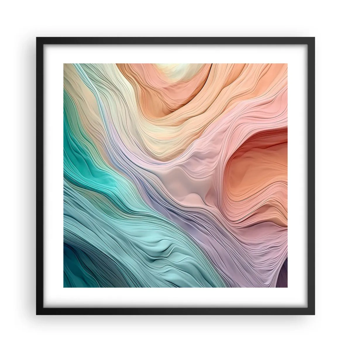 Plagát v čiernom ráme - Dúhová vlna - 50x50 cm