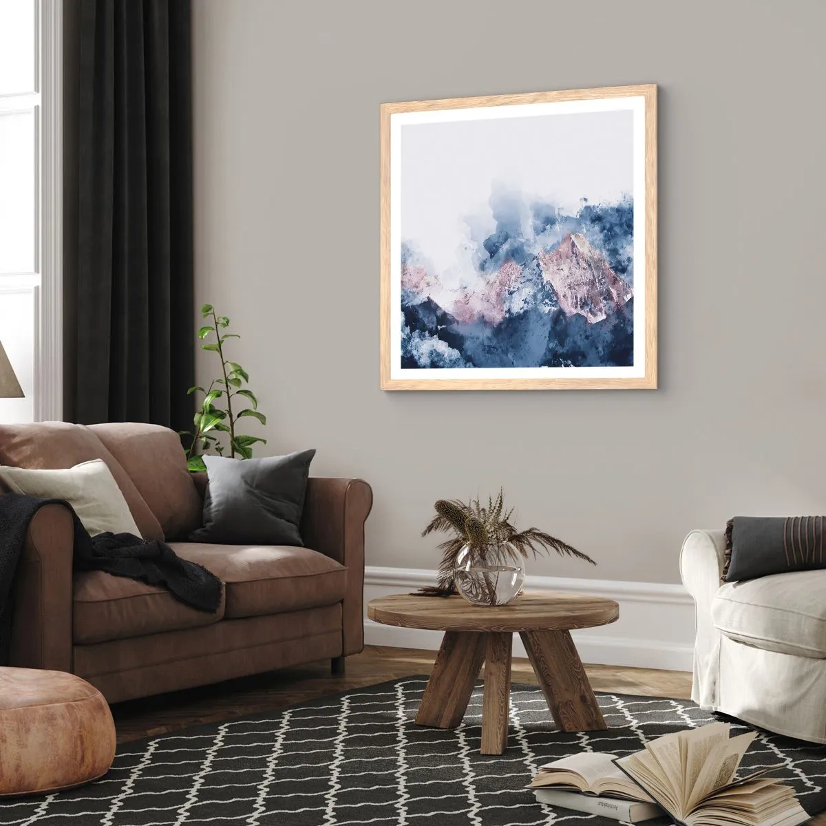 Plagát v ráme zo svetlého duba - To sú vrcholy! - 50x50 cm