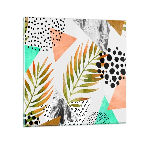 Obraz na skle - Dekorácia s palmovým listom - 70x70 cm