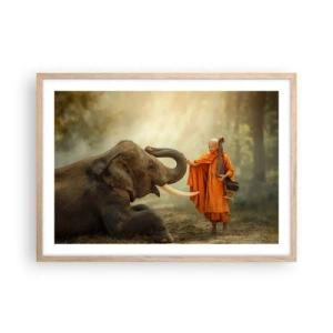 Plagát v ráme zo svetlého duba - Stretnutie na cestách - 70x50 cm