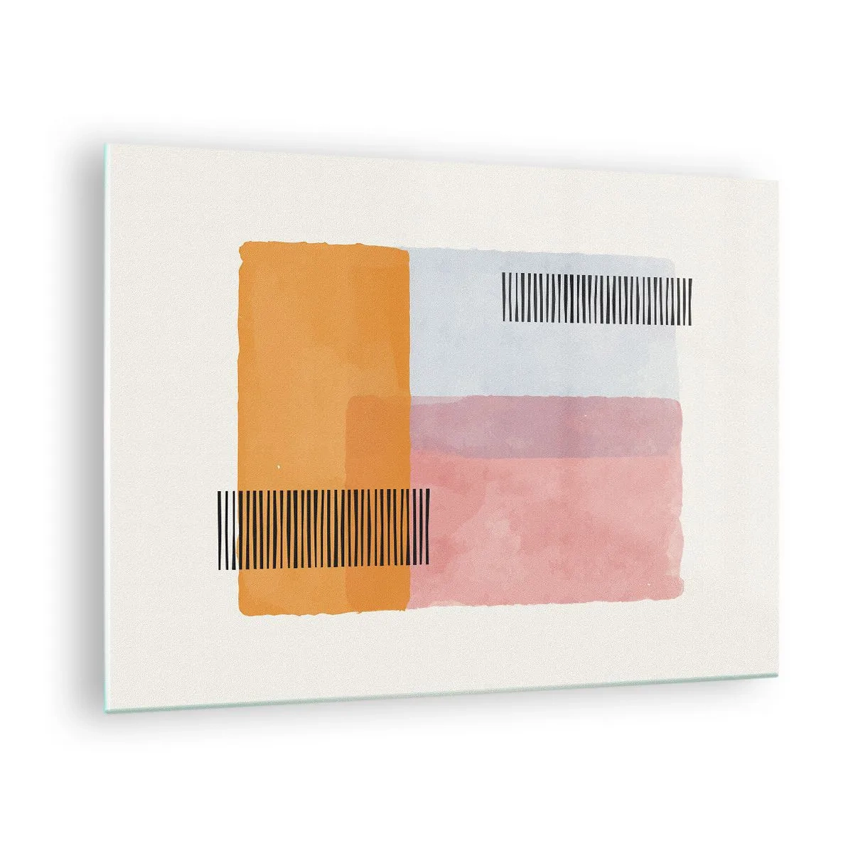 Obraz na skle - Abstraktné obdĺžniky s čiarami v minimalistickom štýle - 70x50cm - Z rohu do rohu - Moderná nástenná dekorácia do obývacej izby a spálne ARTTOR