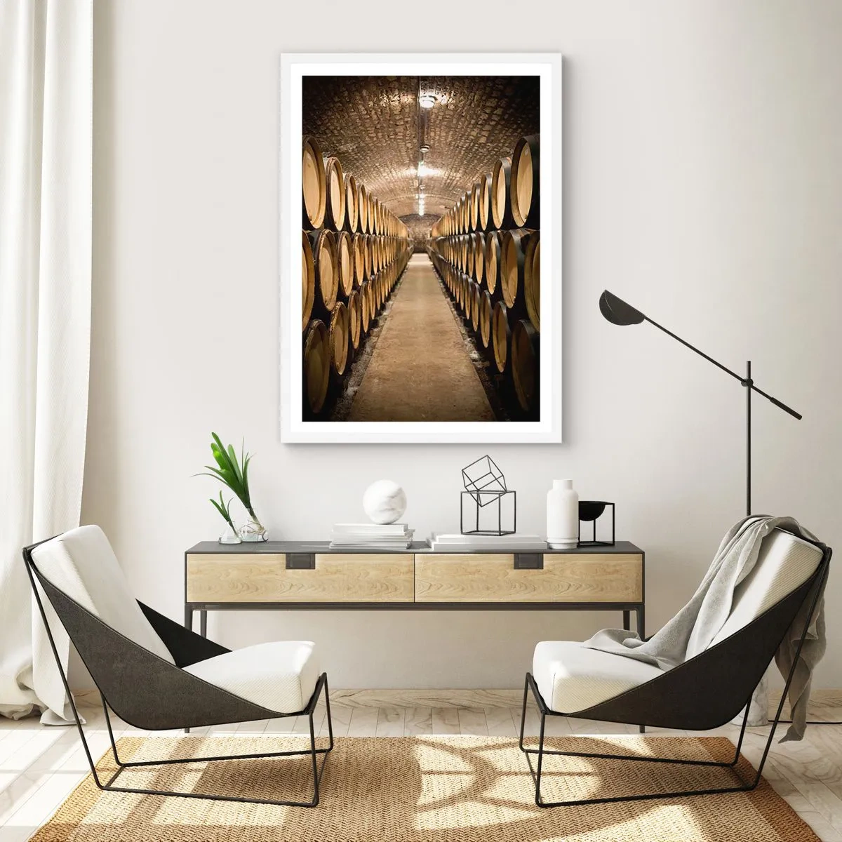 Plagát v bielom ráme - V murovanej pivnici - 50x70 cm