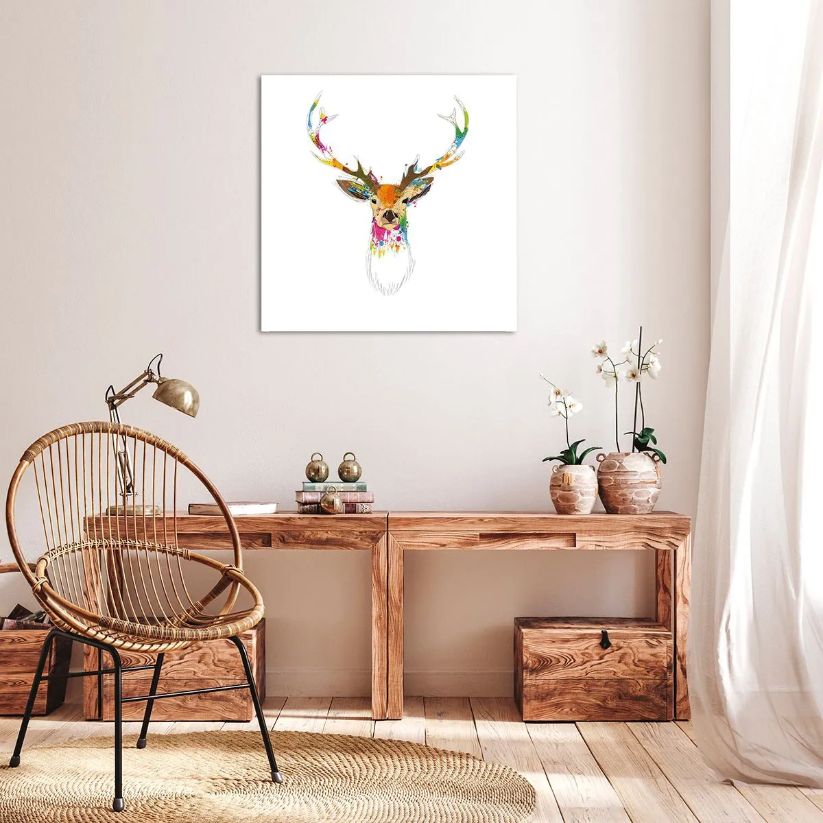 Obraz na plátne - Jemné jelenča vykúpané vo farbe - 70x70 cm