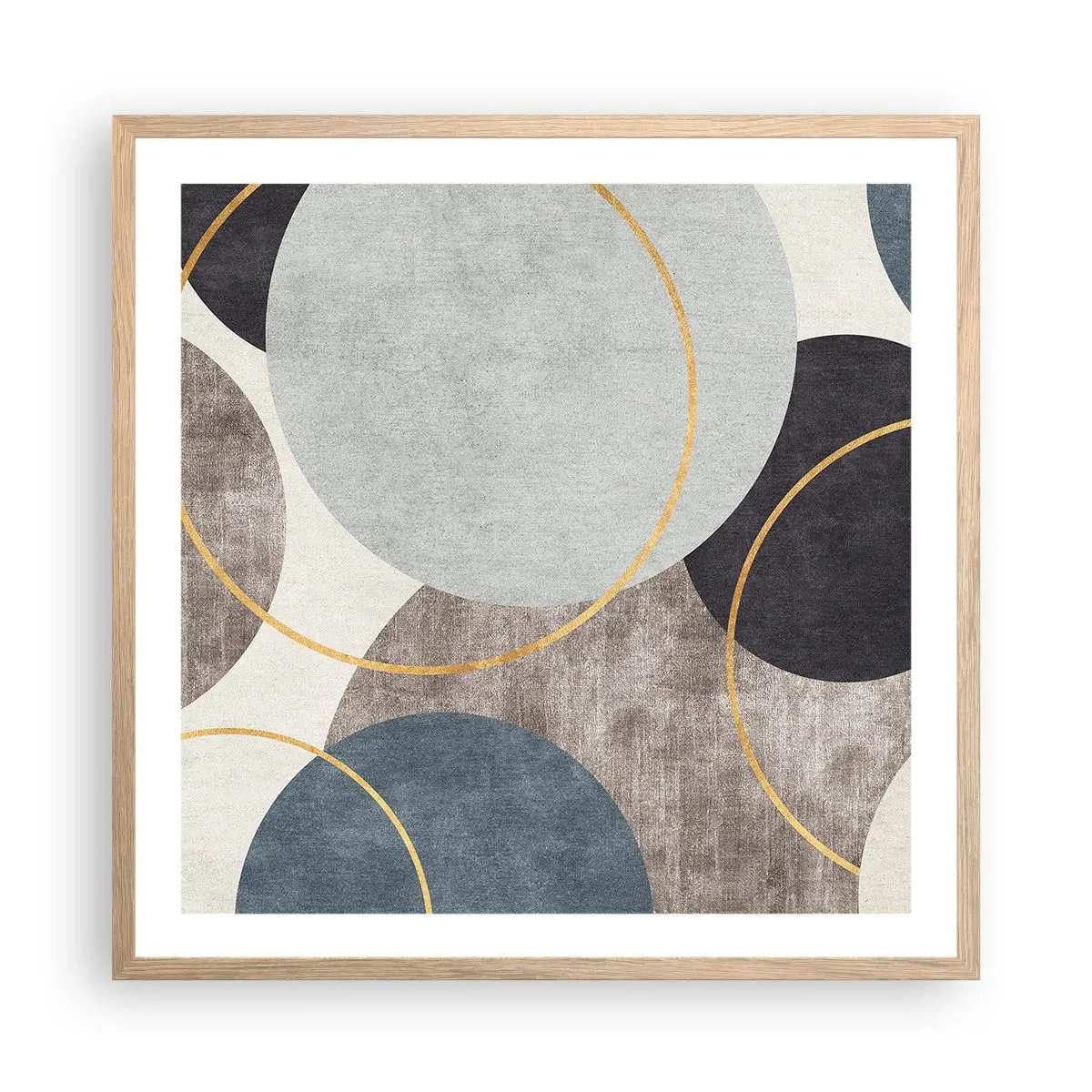 Plagát v ráme zo svetlého duba - Kruh za kruhom - 60x60 cm