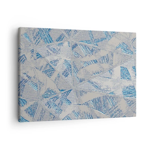 Obraz na plátne - Geometrické vzory v odtieňoch modrej a sivej - 70x50cm - V šedo-modrom labyrinte - Moderná nástenná dekorácia do obývacej izby a spálne ARTTOR